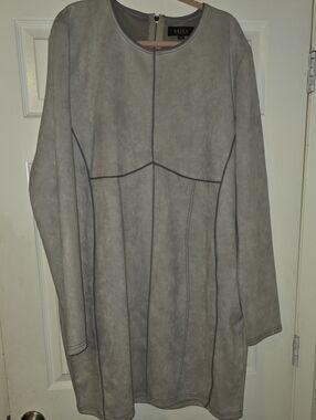 AKIRA Gray Longline Suede-Look Dress